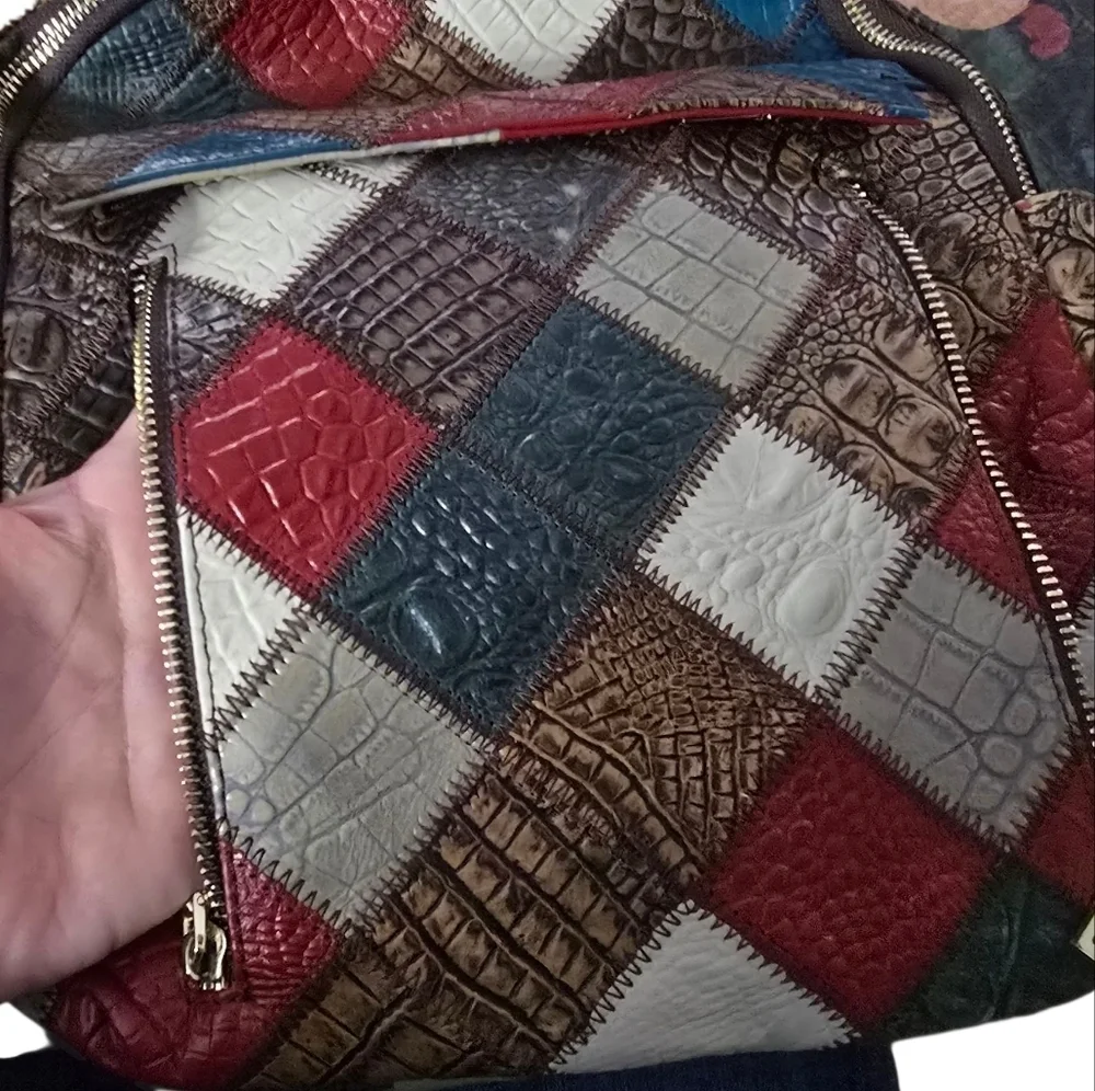Cobbler Legend Colorful Patchwork Leather Backpack Retro Purse Bag